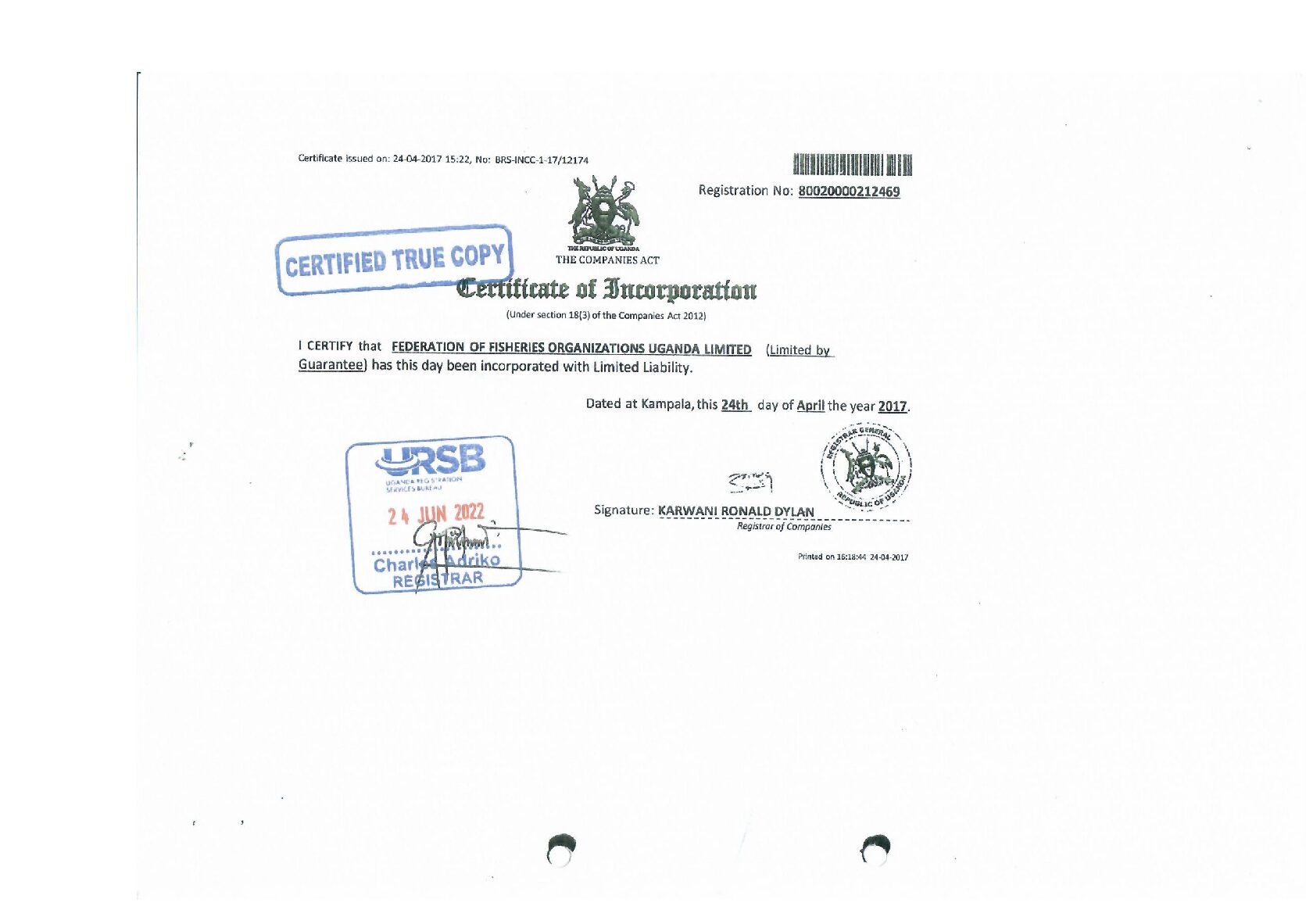 Certificate of Incoporation